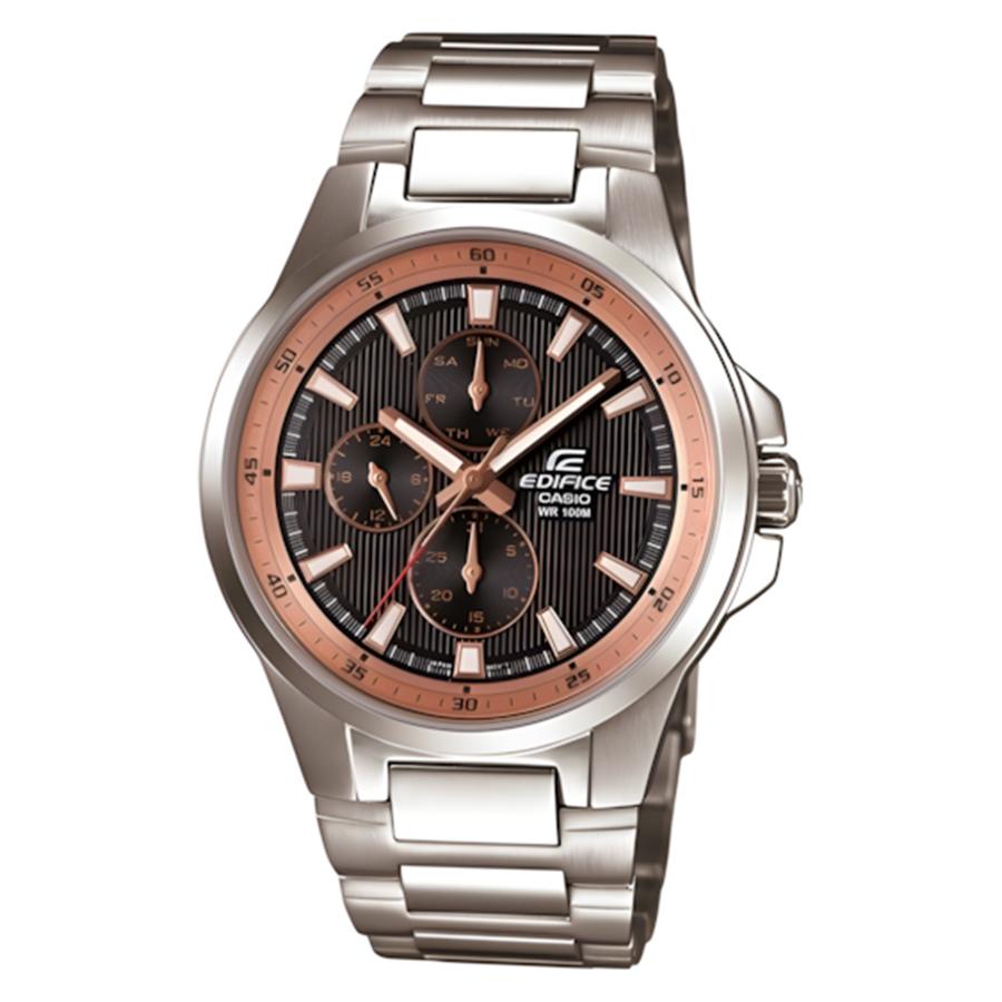 

Casio - Three-hand stainless steel strap, brown dial, unisex quartz watch EF-342DY-1A5V коричневый