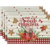 4Pcs Christmas Tree Elk Placemat Linen Dining Table Mats Coaster Bowl Coffee Cup Pad Mat 2025 Navidad Home Kitchen Decoration