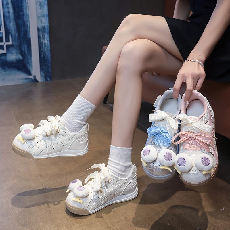 2025 Summer Little White Shoes New Korean Version Ins Female Students Height Increase Mesh Breathable Board Shoes Platform Casual Shoes
