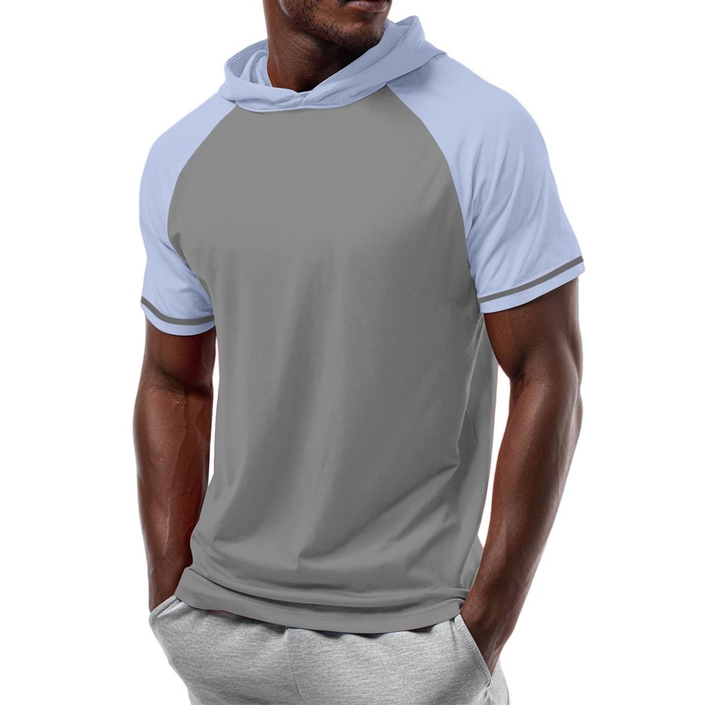 Men's Straight Shoulder Short-sleeved Hoodie T-shirt Sweatshirt