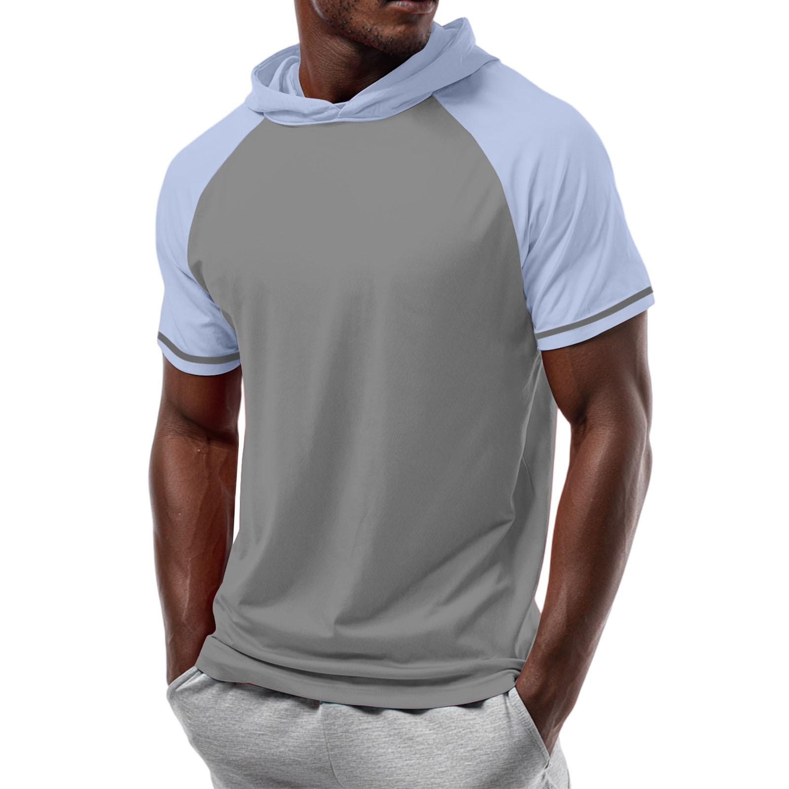 

Мужская футболка с капюшоном с короткими рукавами и прямыми плечами XXL