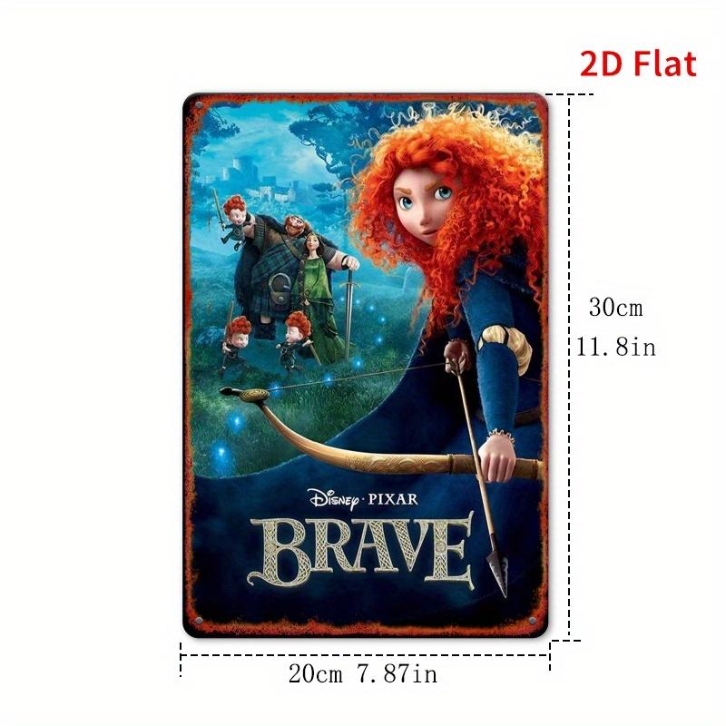 [2D Flat] 1pc Brave 2D Flat Wall Art - 20.32x30.48 cm Iron Hanging Decor with Merida and Family, Adventure and Courage Theme, Id