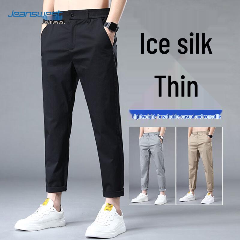 Jeanswest Men's Summer Ice Silk Straight Fit Chino Pants