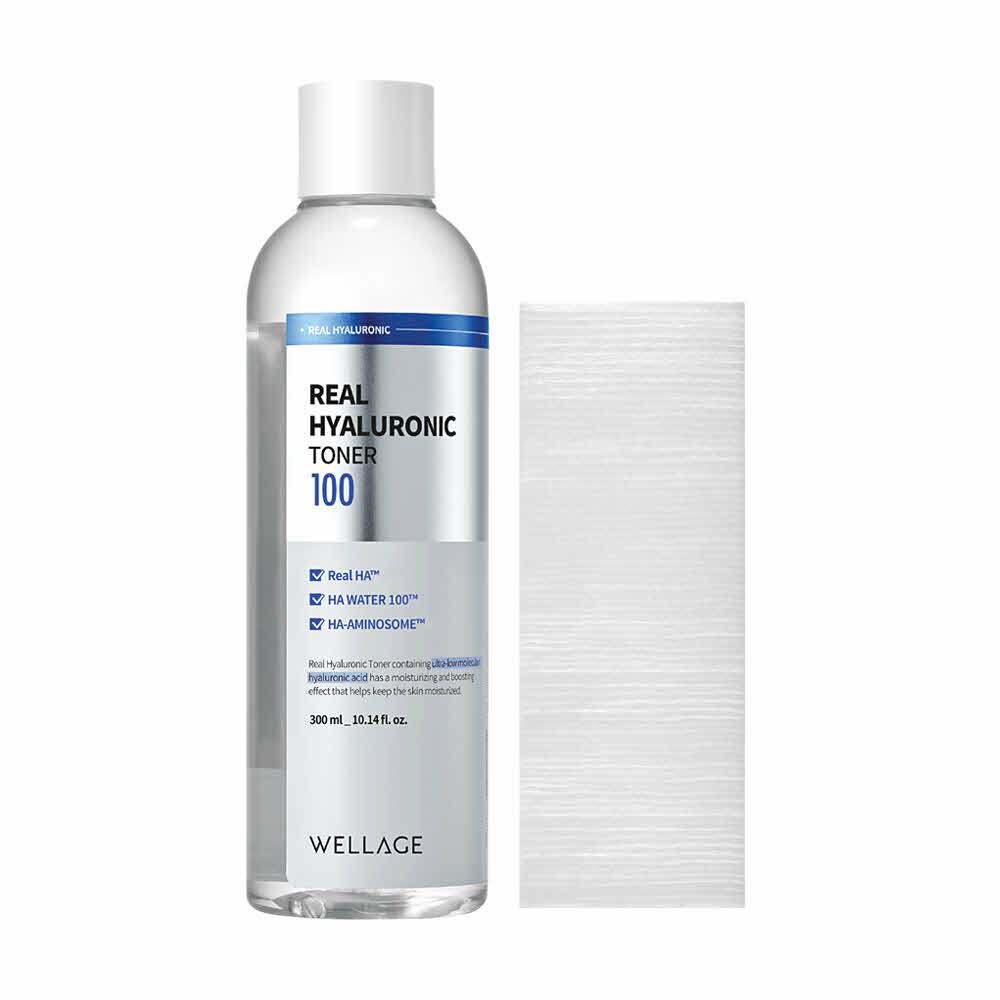 

WELLAGE Real Hyaluronic 100 Тонер, 300 мл, специальный набор (+Ватный диск 60P)