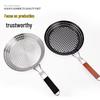 Round Hollow Wooden Handle BBQ Grill Pan for Outdoor Vegetables and Meat