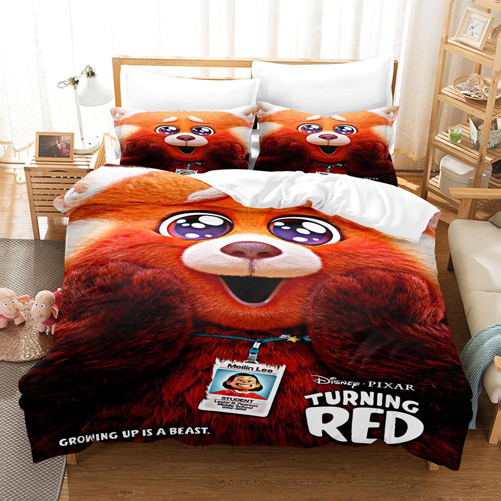 Cute Printed Three-Piece 3D Digital Printed Quilt Cover Pillowcase