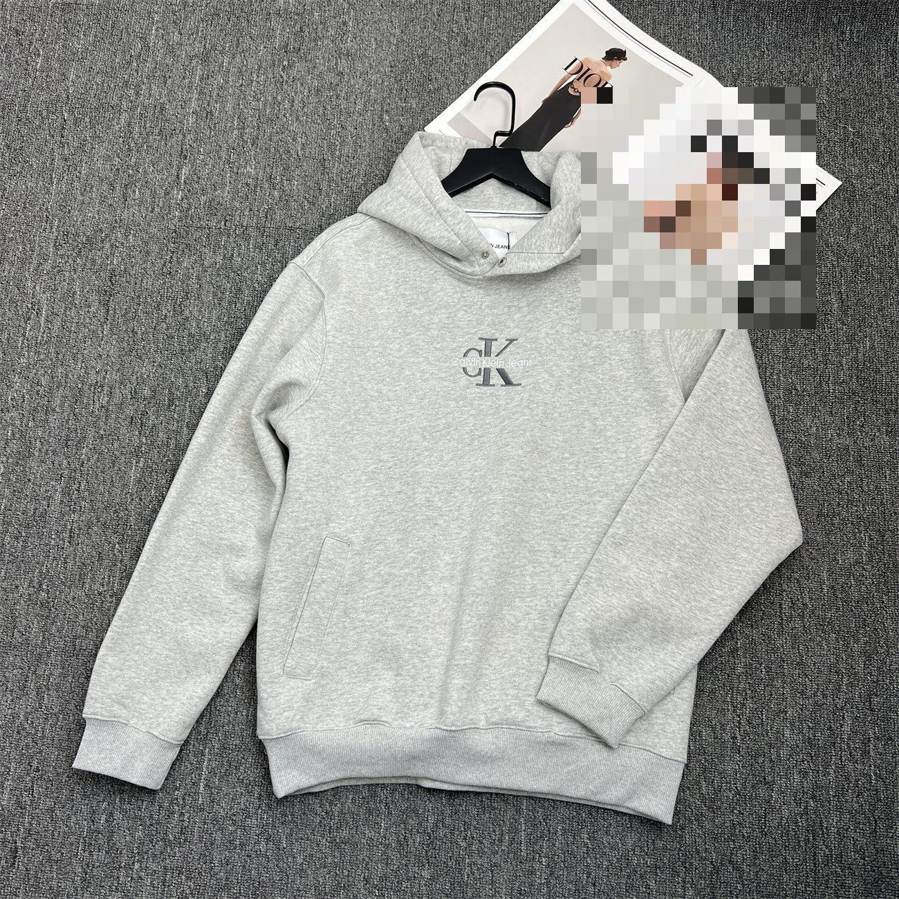 Unisex Double Letter Embroidery Hooded Pullover Sweatshirt with Snap Buttons & Light Plus Velvet XXXL 170-190 cm