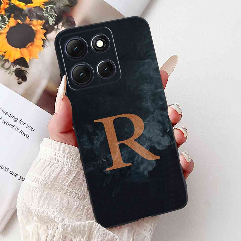 Hot For Motorola Moto G86 5G Case Crown Letters A-Z Soft Silicone Black TPU Cover For MOTO G86 XT2527-2 6.67" Protective Shell
