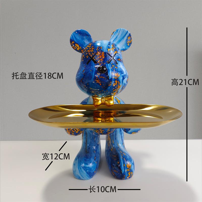 [2025 New] Cartoon Bear Tray Decor - Luxury Entryway Key Organizer, Multi-Function Resin Catchall for Living Room