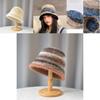 Autumn Winter Striped Colorblock Fisherman Hat With Breathable Warmth For Outdoor Activities