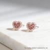 Women's Elegant Pink Heart Diamond Earrings - Romantic Korean Style Jewelry Essential
