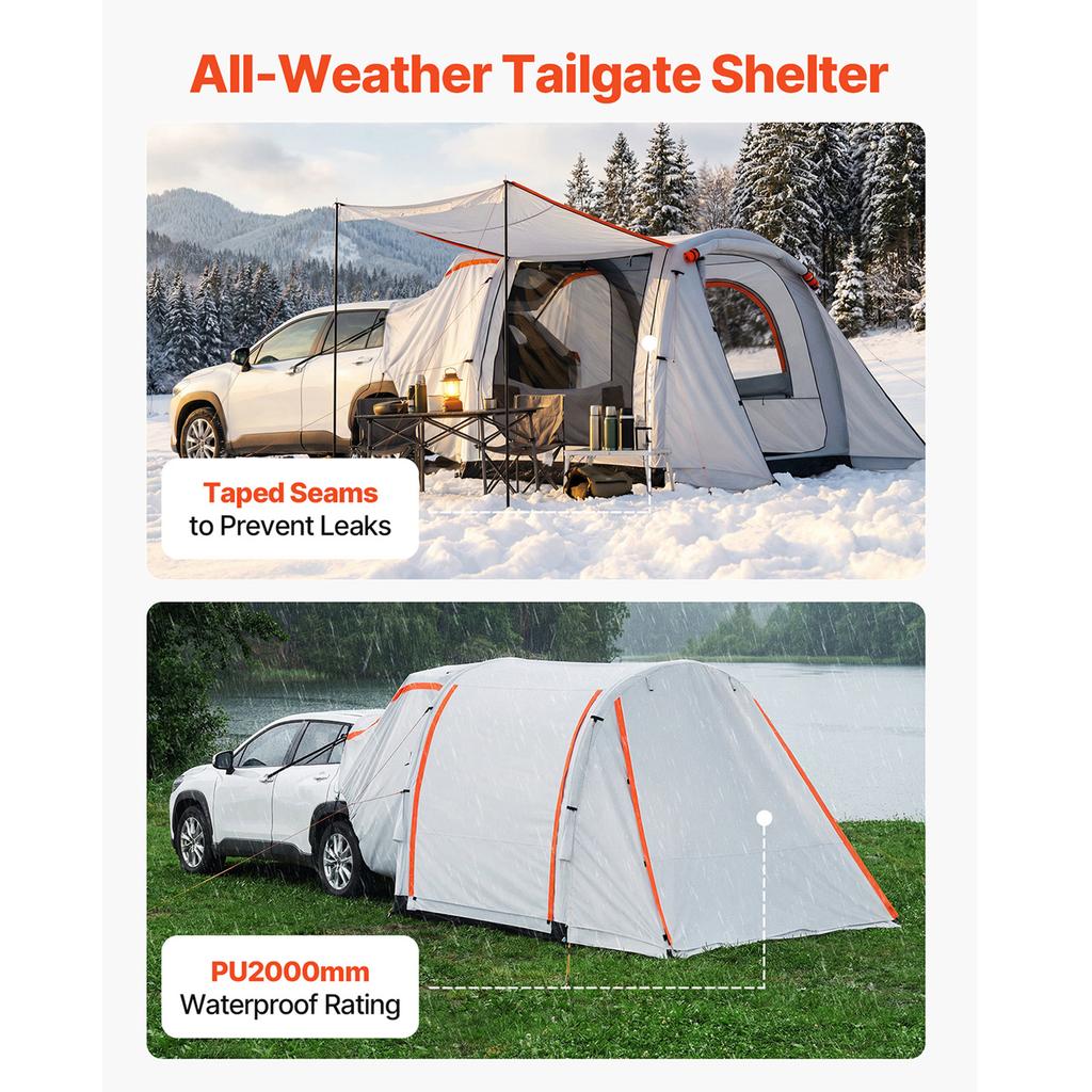 SucceBuy 8x6.7ft 3-Season Inflatable SUV Tent with Awning Ventilated Doors & Mesh Window for Outdoor Camping - Air Pump Included