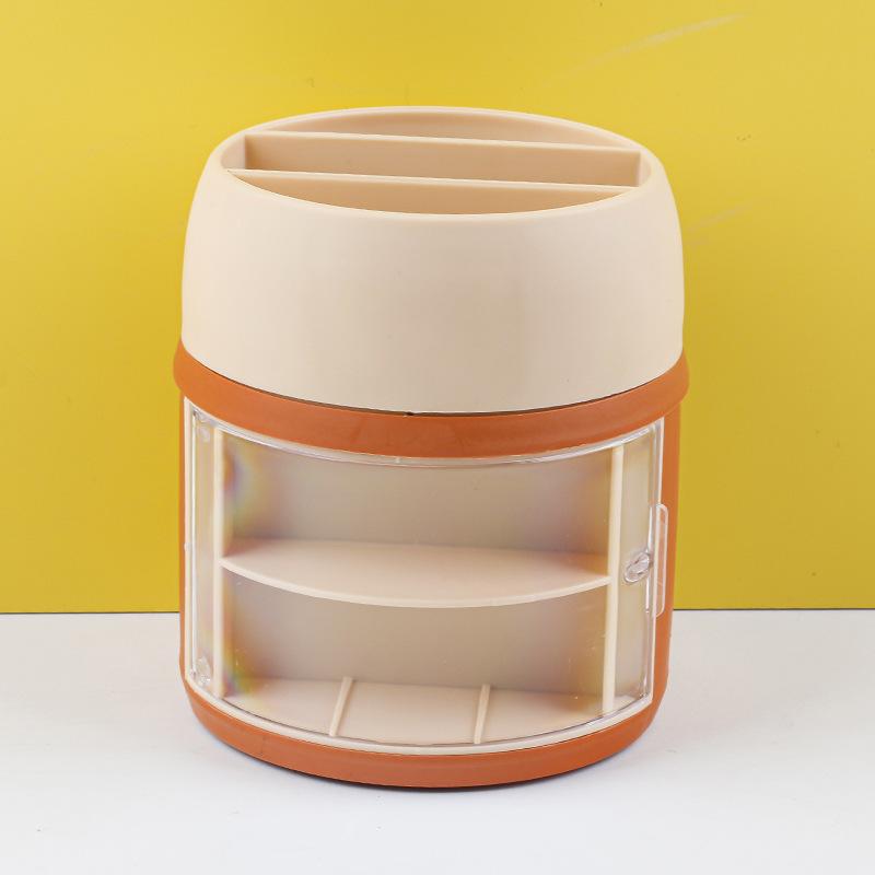 Creative Cartoon Multi Grid Pen Holder Student Multifunctional Desktop Stationery Storage Box 1pcs