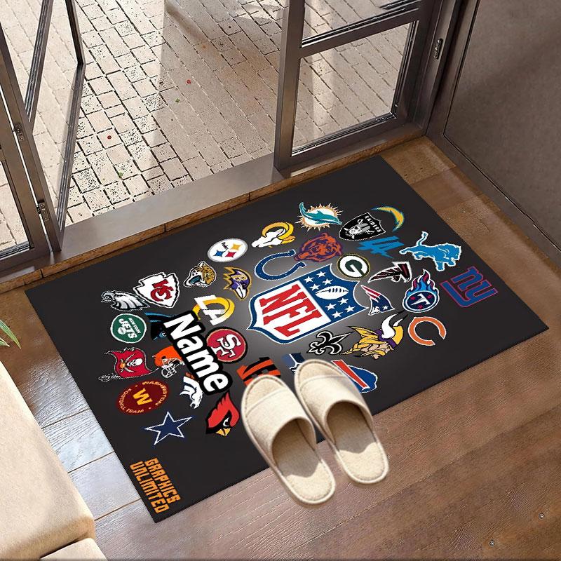 Custom Name Personalized NFL Print Carpet, Versatile Home Decor Rug, for Playroom, Apartment, Balcony, Entryway, Hallway Gift