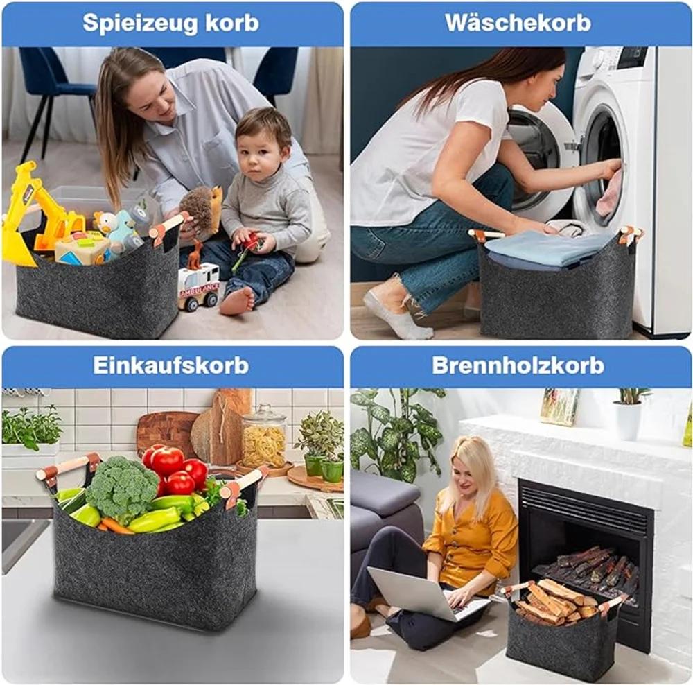 Firewood Box Large Capacity 50L Foldable Wood Basket Foldable Clothes Storage Basket for Fireplace & Wood Stove New