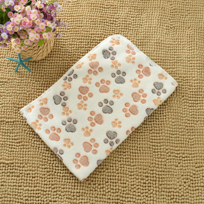 Warm Flannel Pet Blanket for Cats and Dogs Thickened Paw Print Cozy All Season 3 Sizes
