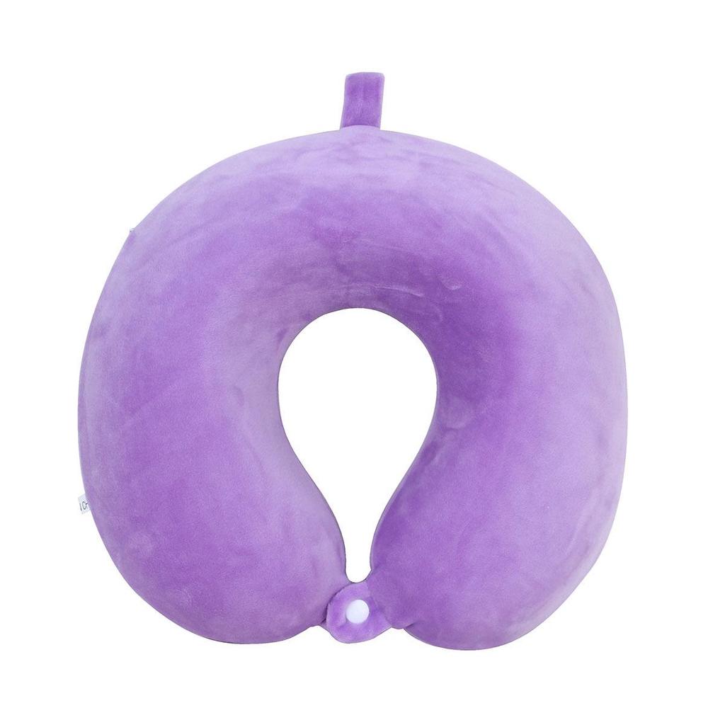 U-Shaped Travel Neck Pillow with Embroidered Logo - Solid Color Memory Foam Design