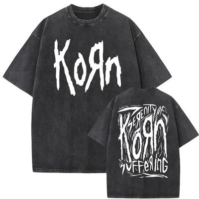 Mode Gothic T-Shirt Herren Übergroße T-Shirts Gewaschenes Vintage Rock Korn Falling Away From Me T-Shirt Skelett Print T-Shirts Herren