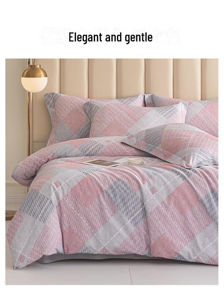 Duo Xi Ai Mei Autumn/Winter Sanded Cotton Bedding Set: 4-Piece Embroidered Quilt Cover, Bed Sheet Gift Set