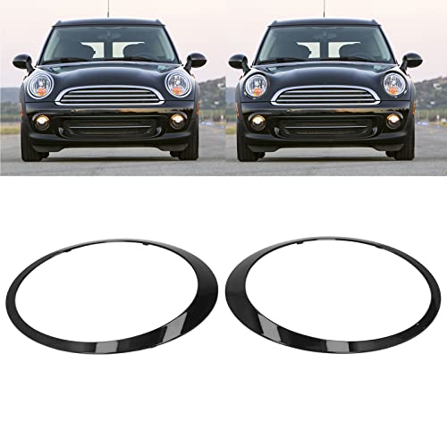 Pair of Headlights and Headlight Lamp Cover Trims for the R55 Clubman | Qiilu Car Headlight Trim Rings | Pair of Headlight Trim Rings, Glossy Black, L