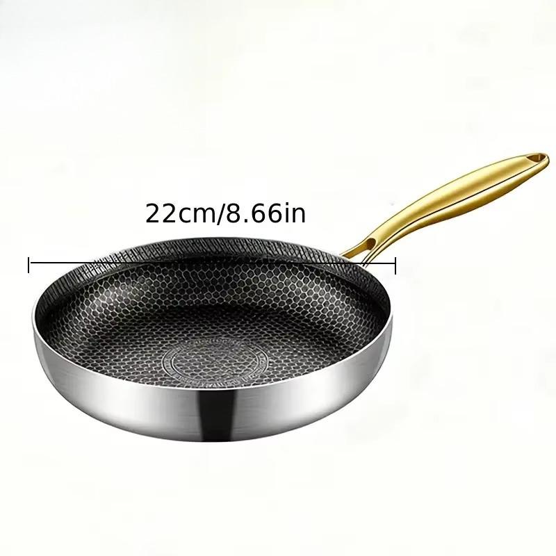 316 Stainless Steel Frying Pan Non-Stick Wok Honeycomb Skillet Home Steak Skillet Gas Stove Pot Induction Kitchen Cookware