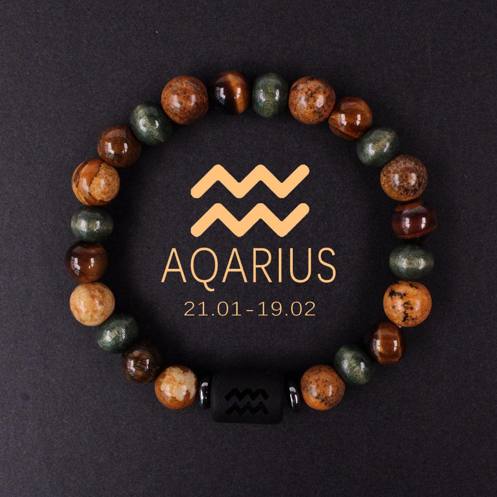 12 Constellation Bracelet Capricorn Taurus Tiger Eye Stone Natural Stone 12 Constellation Bracelet
