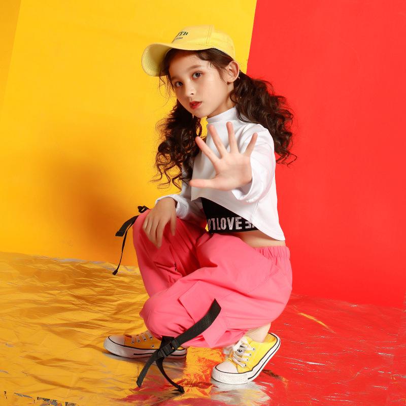 Children's Jazz Dance Costume: Girls' Hip-Hop Performance Outfit with Navel-Exposed Design for Children's Day
