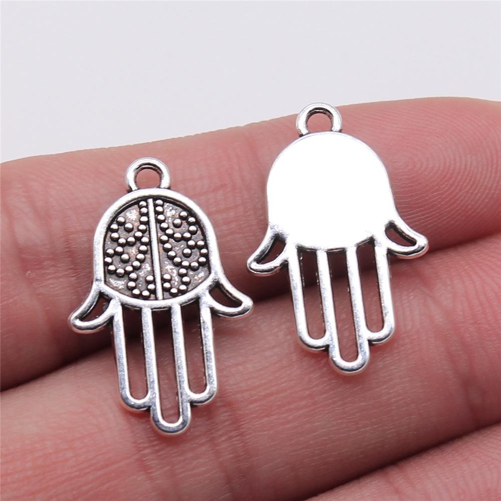 10pcs Charms Hamsa Hand Antique Silver Color Hamsa Hand Charms Pendants For Bracelets Lufthansa Hand Charms Wholesale