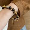 Guochao Black Glazed Beaded Bracelet Fashion Personality Temperament Bracelet Niche High-end Jewelry Women