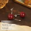 Banyan Tree S925 Silver Purple Gold Sand Cinnabar Earrings for Women - High-end Autumn/Winter 2024 Collection