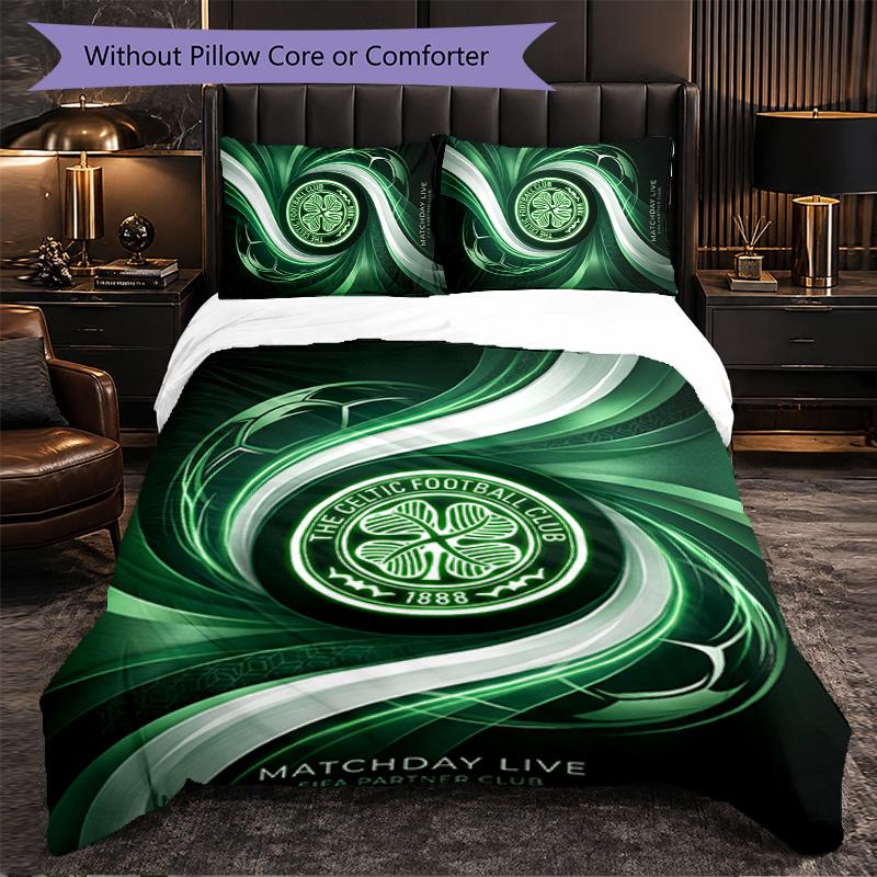 Biancheria da Letto a Tema Celtic FC Set 3 Pezzi Copripiumino Biancheria da Letto Decorativa Per Camera Adolescenti Decorazione Casa
