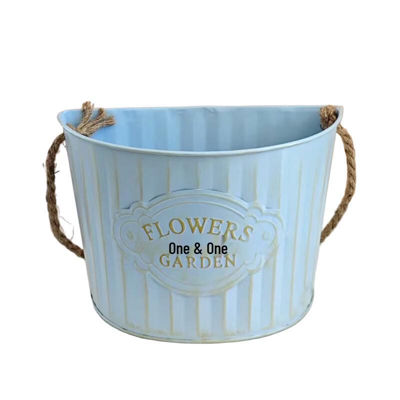 MOJY Retro Iron Wall Planter with Hemp Rope