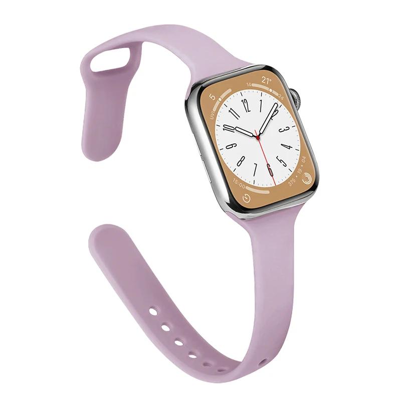 Slim Strap for Apple Watch Band 44mm 40mm 38mm 42mm Ultra 49mm Silicone Bracelet Correa iWatch Series 6 Se 5 4 3 7 8 45mm 41mm
