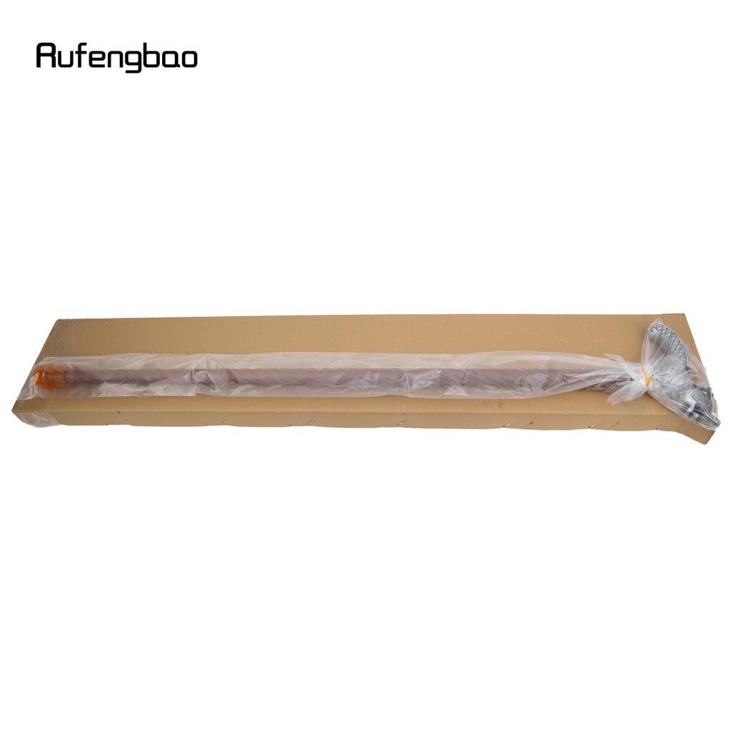 Silver Dragon Wooden Single Joint Fashion Walking Stick Decorative Cospaly Cane Halloween Mace Crutch Wand Crosier 95cm