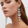 New geometric rhinestone pendant earrings silver square diamond earrings atmospheric personality earrings female gold