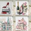 Modern and Fashionable Perfume and Flower Style Shower Curtain Bathroom Bath Curtain Home Decoration Curtain With Hooks