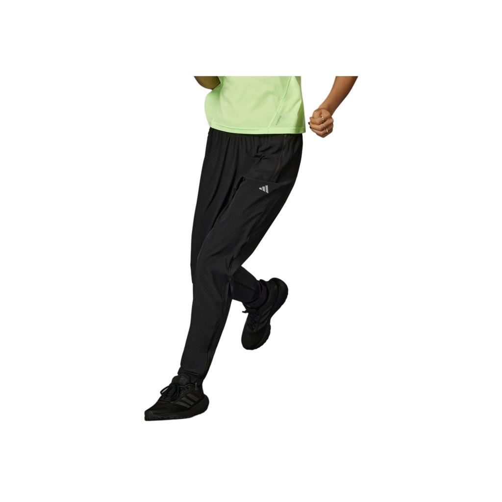 Adidas Run It Tko Joggers With Solid Color Logo And Zippered Ankles Women Bottoms Black IQ0918