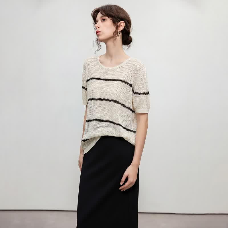 Demana Color Block Stripe Knit Top S
