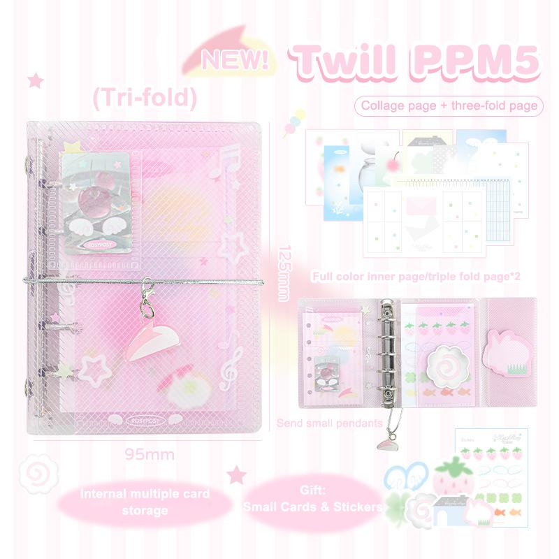 Mini Cuaderno Carpeta Portátil Planificador Anual Diario Semanal Libro de Agenda Dibujos Animados Hojas Sueltas Estético Cuenta de Mano