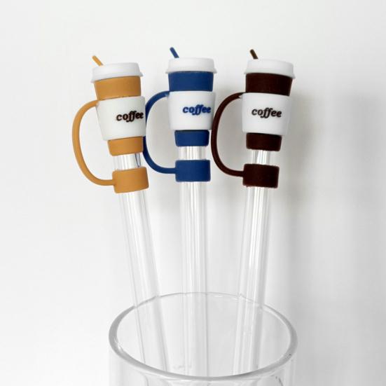 1 sada potahu na brčko Kreslená sada silikonového víčka na brčko odolná proti stříkající vodě prachotěsná zátka na zakončení slámy pro ozdobu poháru