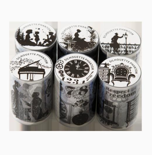 6pcs DIY Decoration Adhesive Tapes Japanese Silhouette phantom Washi Tapes Masking Tapes stickers stationery