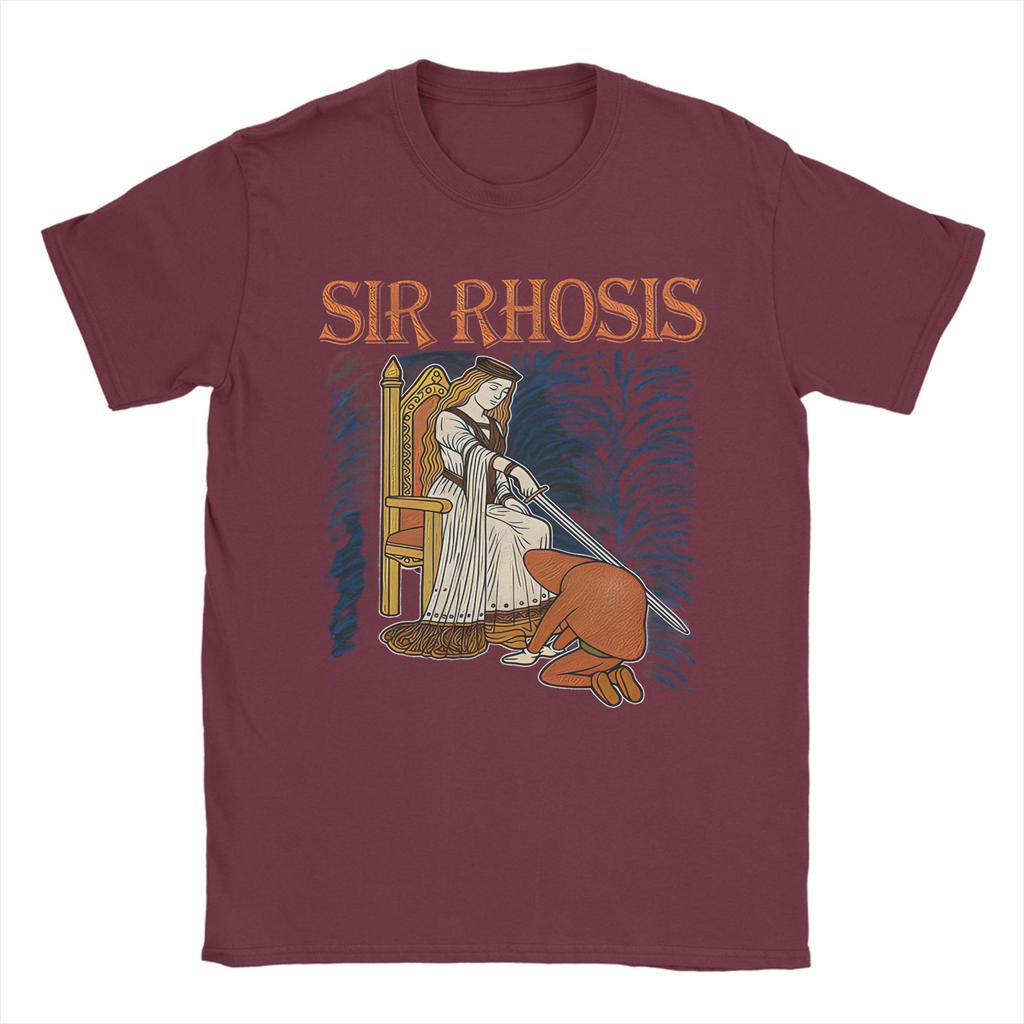 T-shirt Grafica Unisex Sir Rhosis Cavaliere Ubriaco Medievale Divertente Meme Magliette in Cotone Manica Corta Girocollo Novità