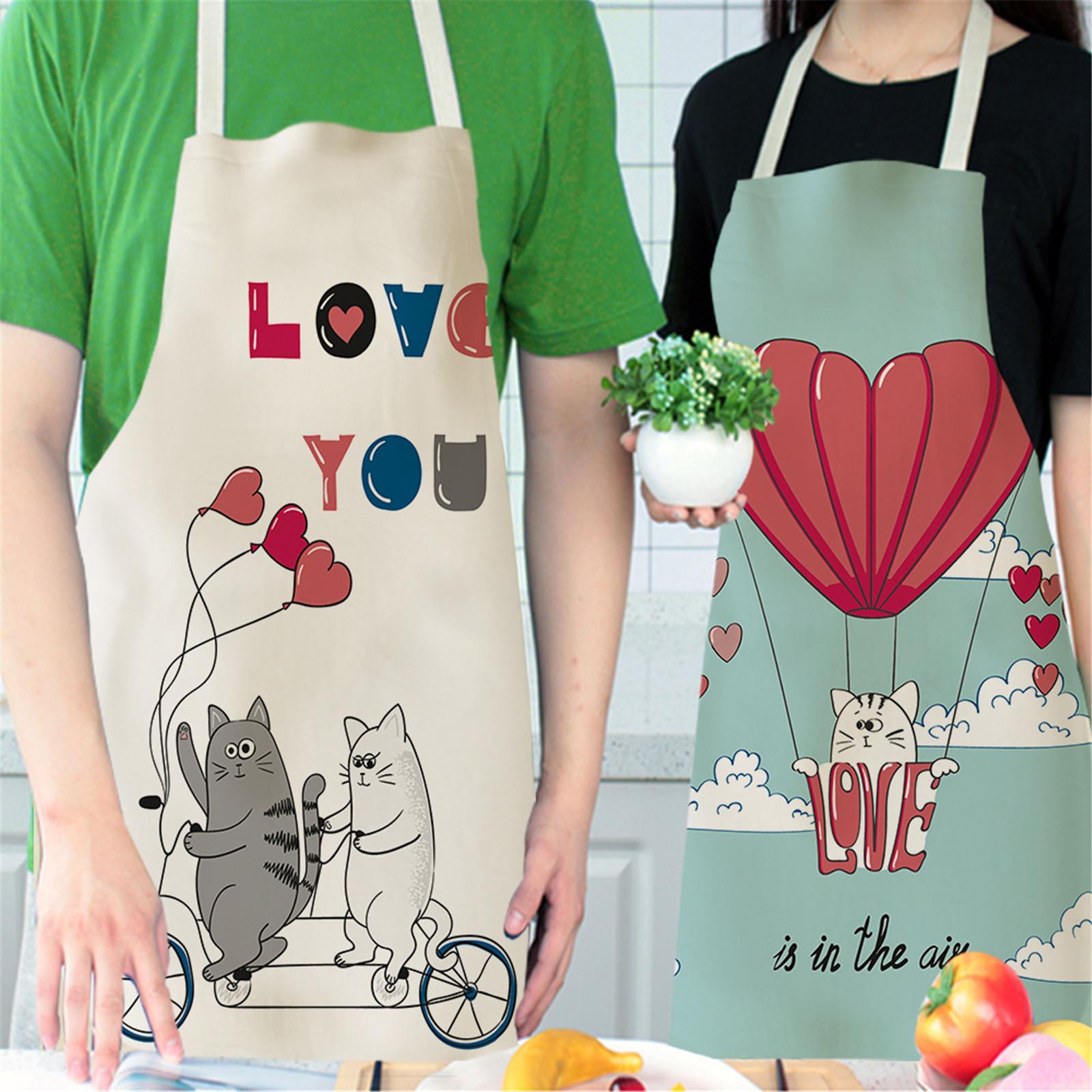 

Семейная кухня для родителей и взрослых, льняные семейные фартуки с принтом ко Дню святого Валентина