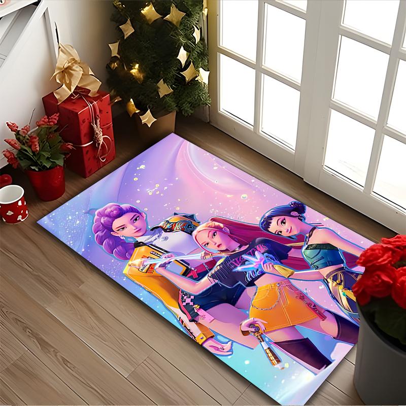 [Kpop Demon Hunters Printed Carpet] Non-slip Office Rug, Cozy Area Carprt for Living Room Use, Soft Home Sofa Chair Mat