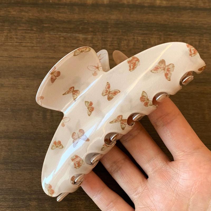 Korean-Style Milky Yellow Ombre Polka Dot Sunflower Claw Hair Clip