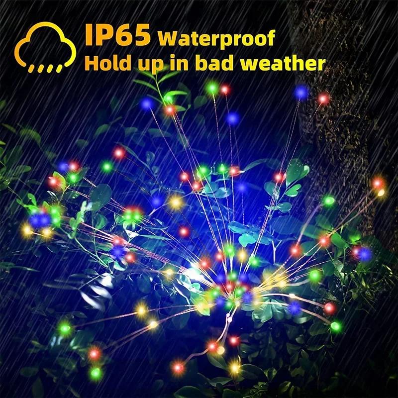 Solar LED Firework Fairy Light Outdoor Garden Decoration Lawn Pathway Lamp For Patio Yard Party Christmas Wedding