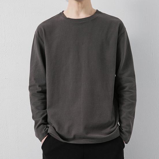 Mannen T-shirt Lange Mouwen Ronde Hals Vochtafvoerend Normale pasvorm Casual Lente Herfst Effen Kleur Mannelijke Basic Trui Top streetwear