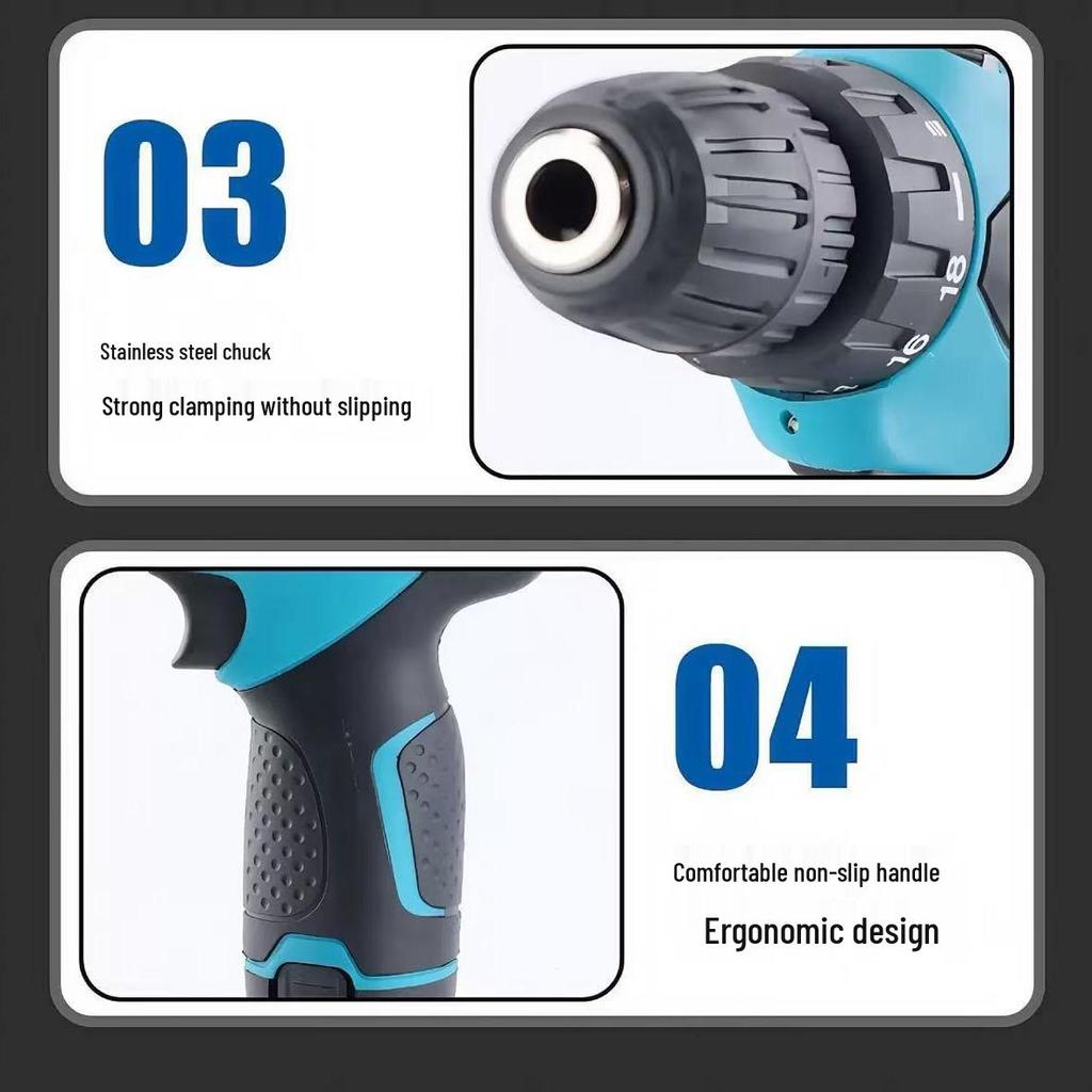 Cross 21V Brushless Dual-Speed Rechargeable Drill with Lithium Battery & High-Power Electric Screwdriver Set for Household Use.