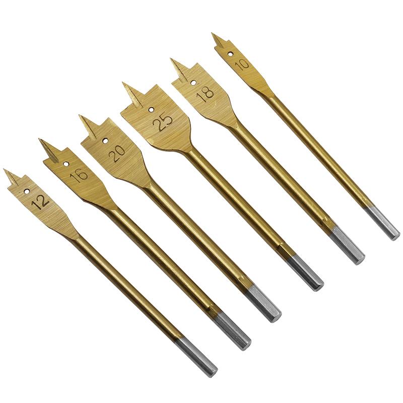 

6 шт. Трехточечные плоские сверла с шестигранной ручкой, набор для открывания отверстий по дереву, сверла для деревянных досок, инструменты золотой