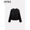 Zaprha 2025 New Long Sleeve V-neck Plaid Cotton Bowknot Decoration Shoelace Embroider Shirt Female 0881046